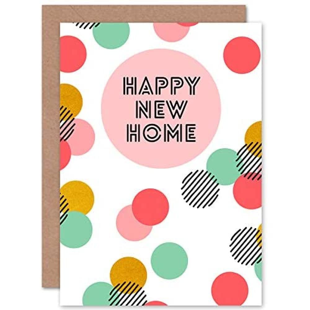 Wee Blue Coo Happy New Home Circle Pattern Sealed Greeting Card Plus Envelope Blank inside