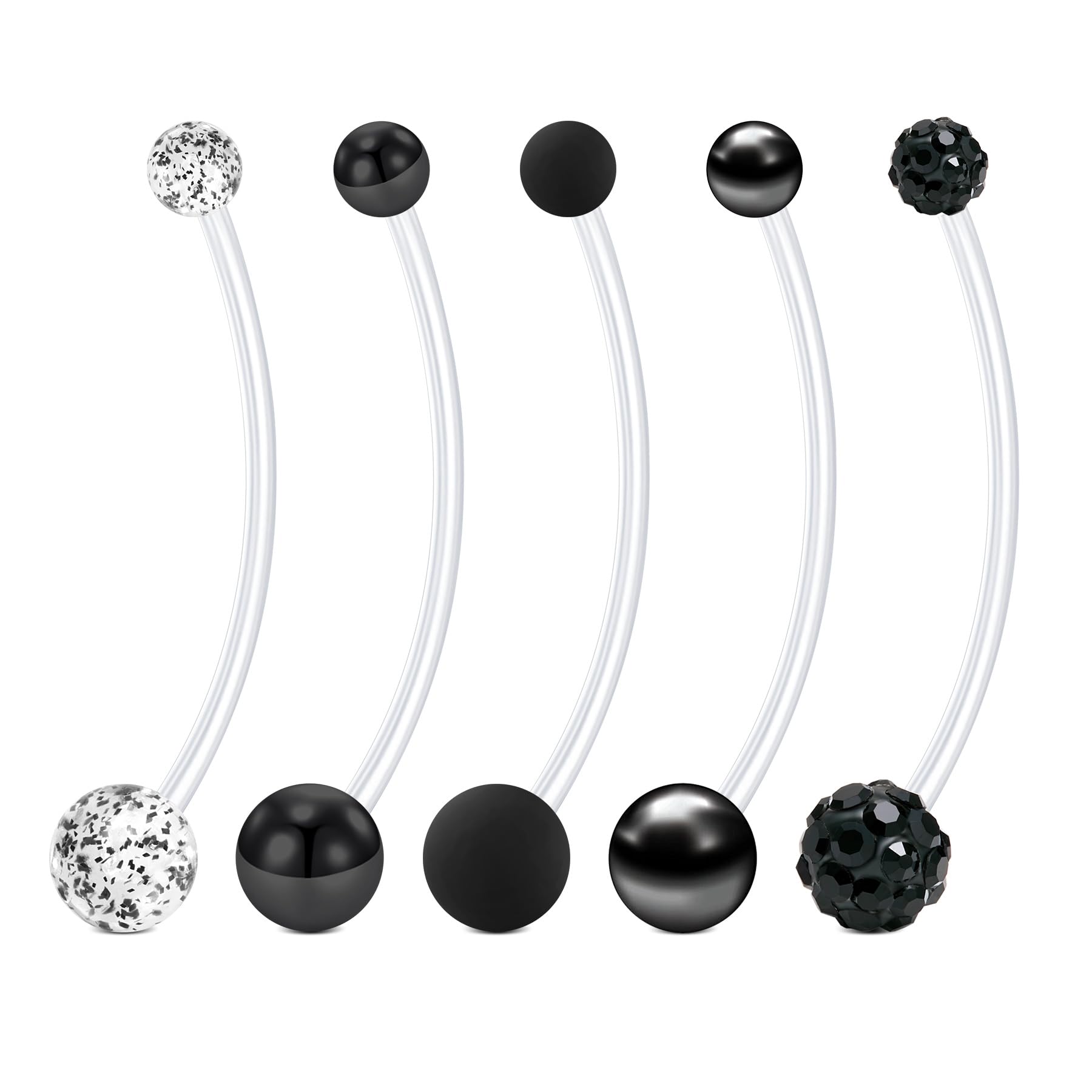 LAURITAMI Pregnancy Belly Button Rings 14G Clear Acrylic Bioflex CZ Sport Maternity Belly Navel Ring Barbell Body Jewelry Piercing