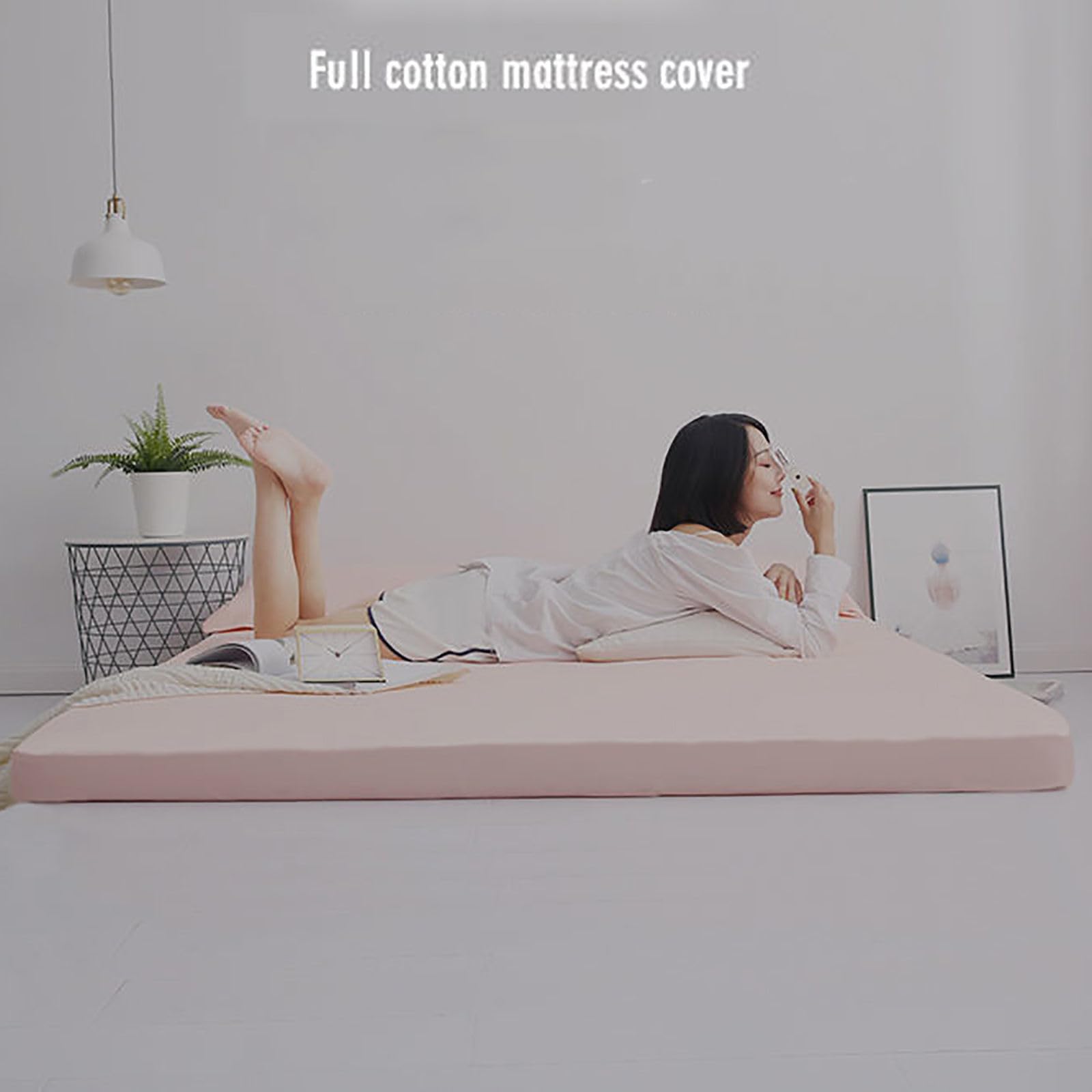Algodón Housse De Matelas Futon Avec Fermeture éclair, Lavable Amovible Housse De Protection Pour Matelas Couvercle Anti-poussière Pour Japonais Matelas Futon-Gris-150X200cm