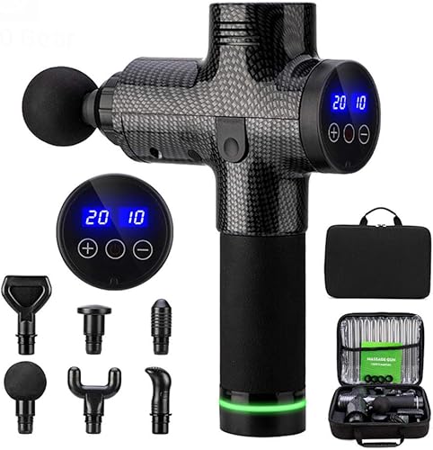 Miniatura 8 de KDFJ Pistola de masaje de alta frecuencia con pantalla táctil LCD de 30 engranajes, masajeador eléctrico para relajar el cuerpo, con bolsa portátil,