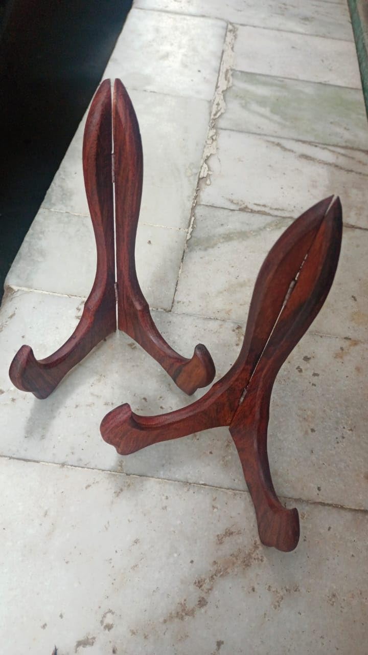 KARAFT WILA Sheesham Wooden Plate Stand Shield Easels Chakla Holder Paltter Display Stand - Wooden Decorative Display Stand 1 Peice-image-1