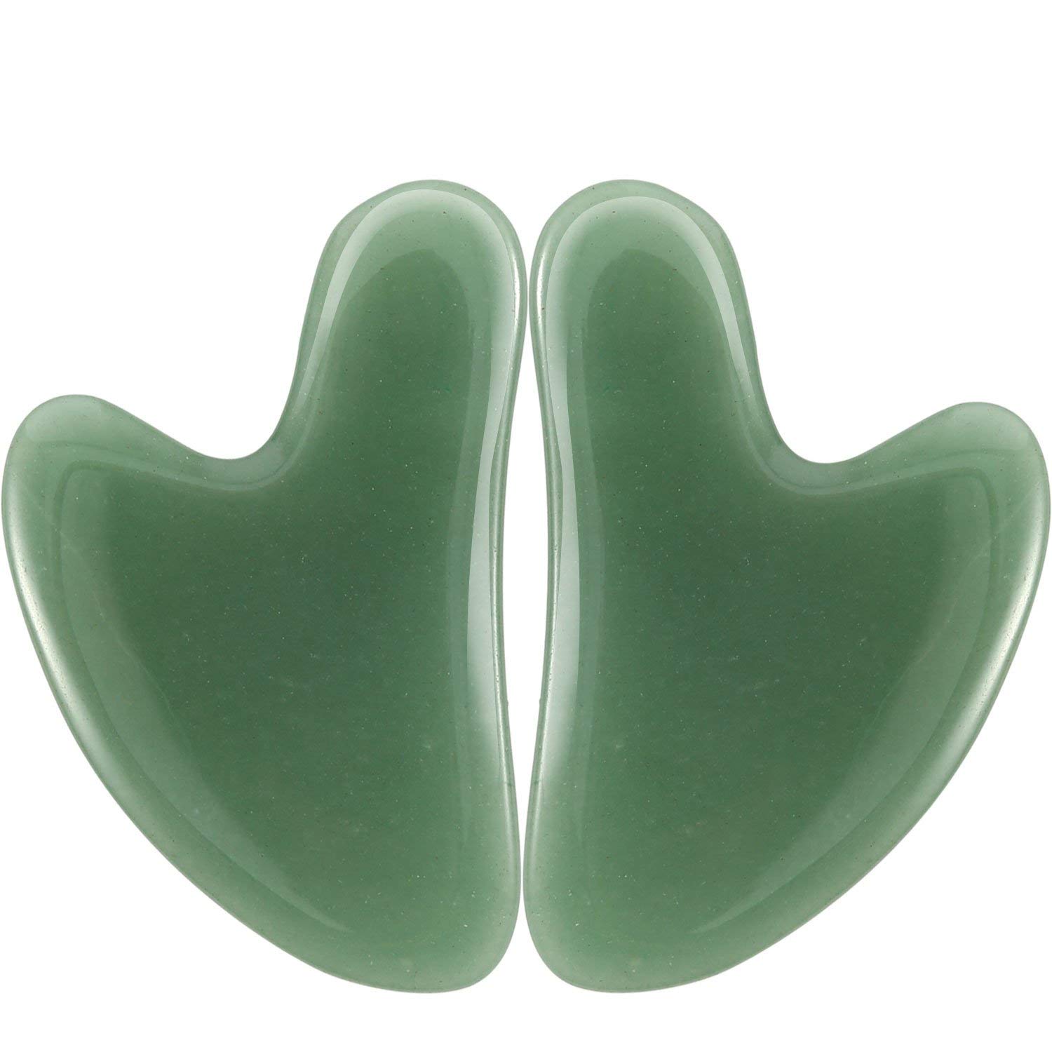 Boao2 Pieces Jade Stone Guasha Board Massage Tool Gua Sha Scraping Massage Tools for Face and Body Caring (Set of A)