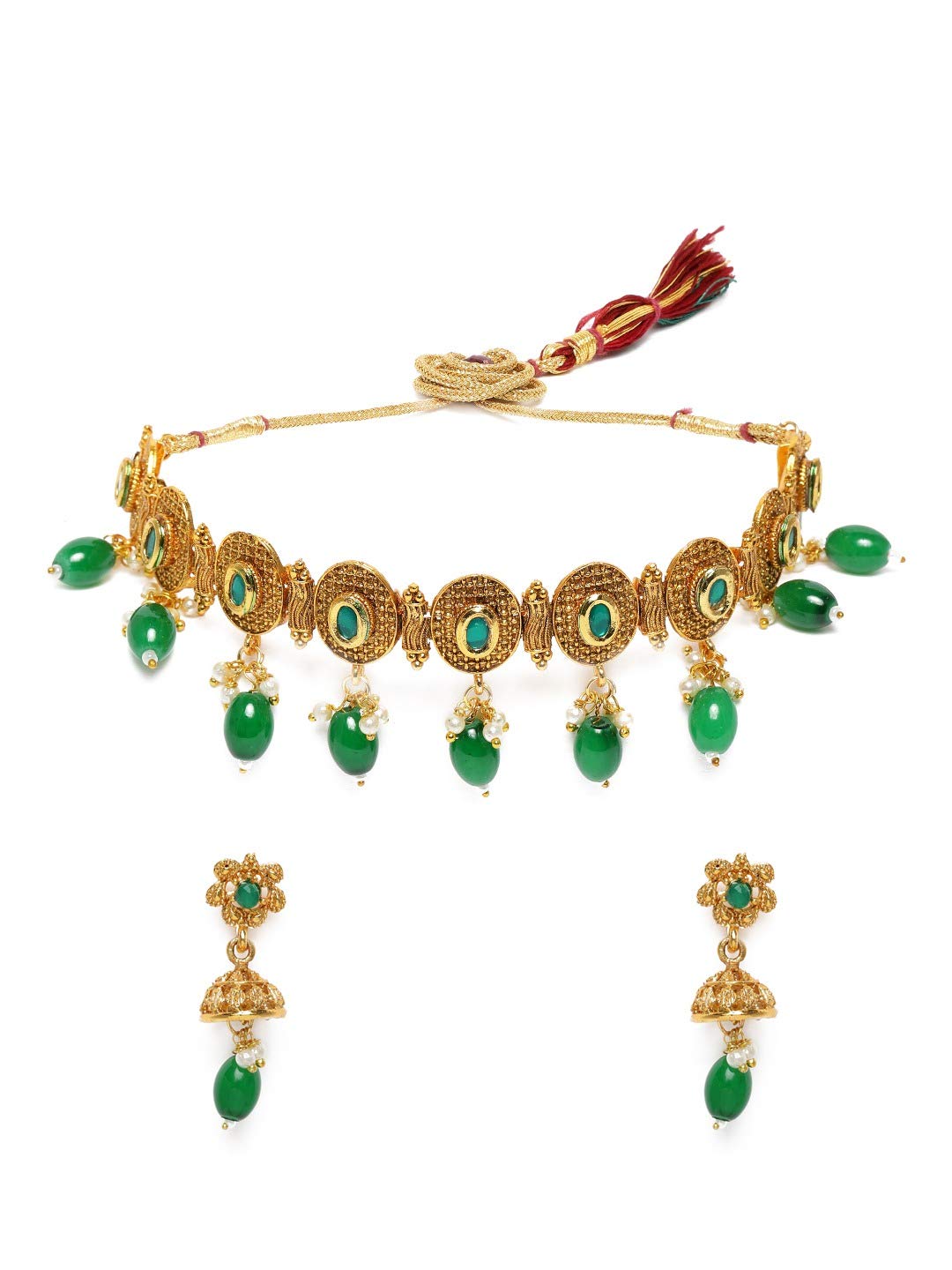 See full amazon price history chart for ZAVERI PEARLS Green Stones & Beads Wedding Collection Choker Necklace & Earring Set For Women-ZPFK9784 ZAVERI PEARLS Green Stones & Beads Wedding Collection Choker Necklace & Earring Set For Women-ZPFK9784 (B08Q3YQ1TC) Amazon Price History, Amazon Price Tracker
