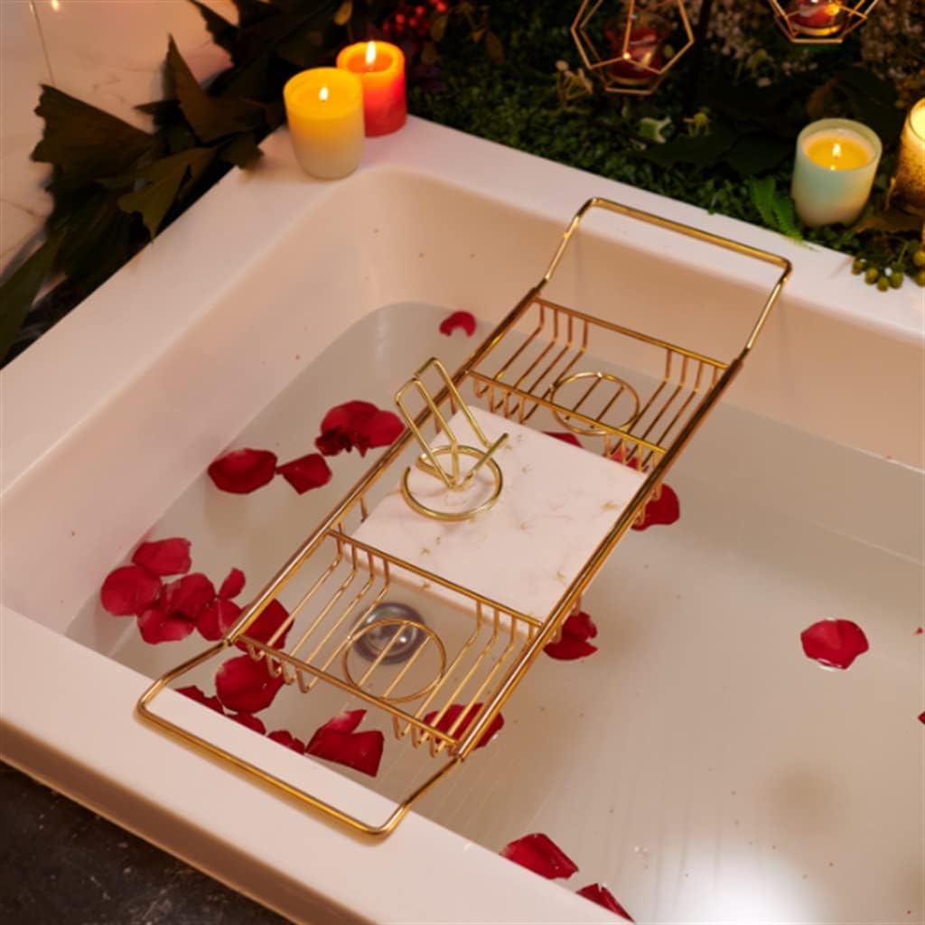 Bathtub Rack Bathroom Telescopic Shelf Tray Bathroom Stainless Steel Bathtub Rack Bath Artifact(A)