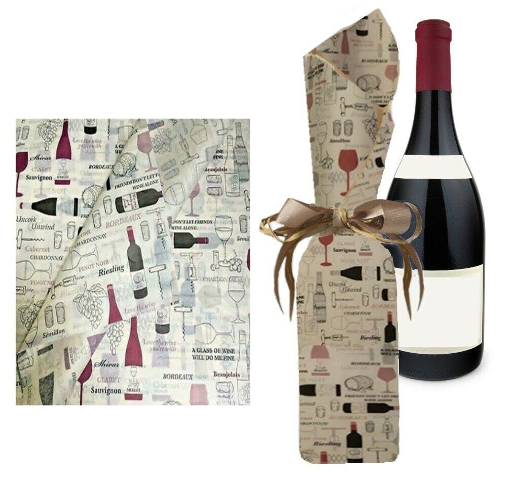 MBB Wine Bottle Tissue Paper - Glass Drink Bag Gift Wrap Sheets 35x45cm (20 Sheets)
