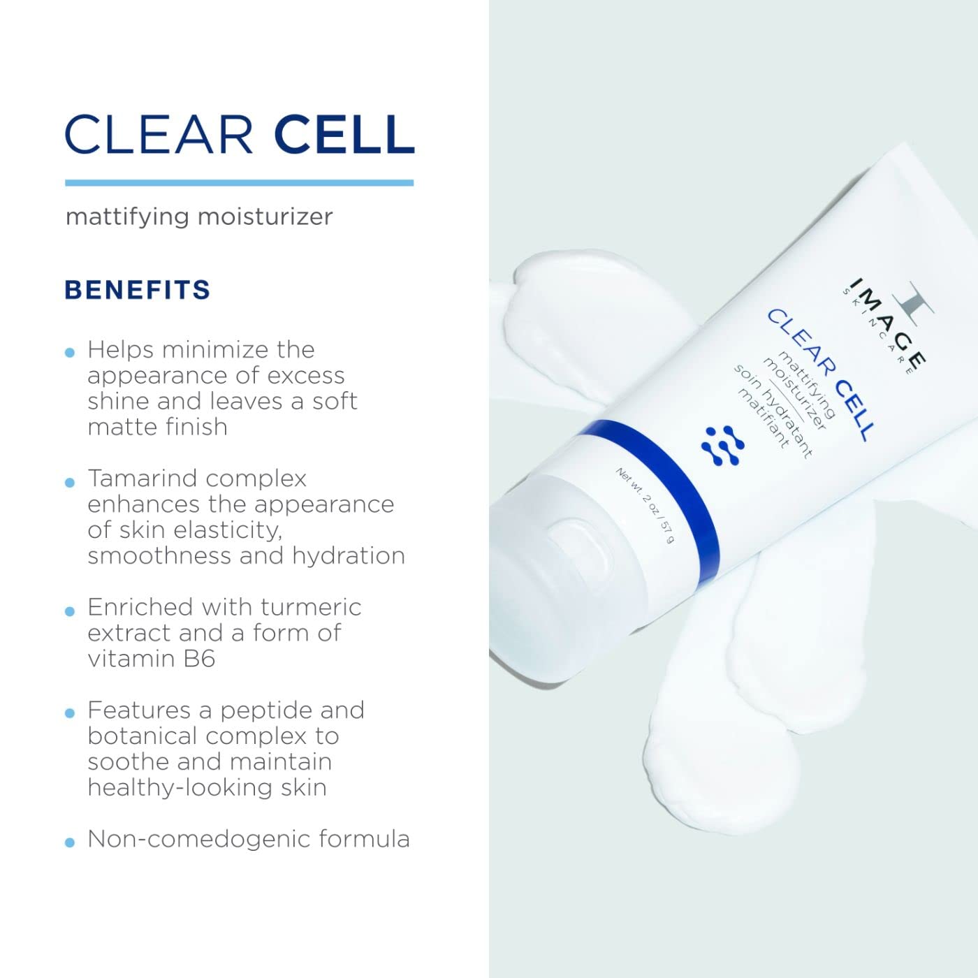 IMAGE Skincare, CLEAR CELL Mattifying Moisturizer, Facial Lotion Hydrates Oily Prone Skin, Removes Excess Shine, 2 oz