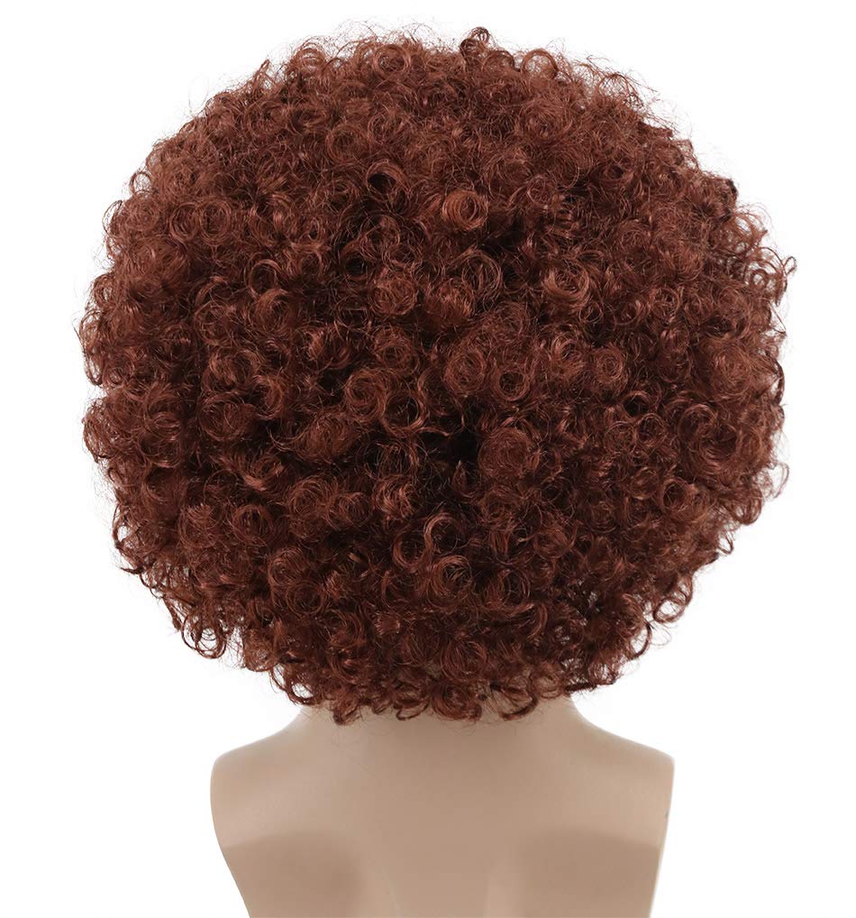 karlery Men Women 70s 80s Short Curly Brown Rocker Party Afro Wig California Halloween Costume Cosplay Wig - Image 4