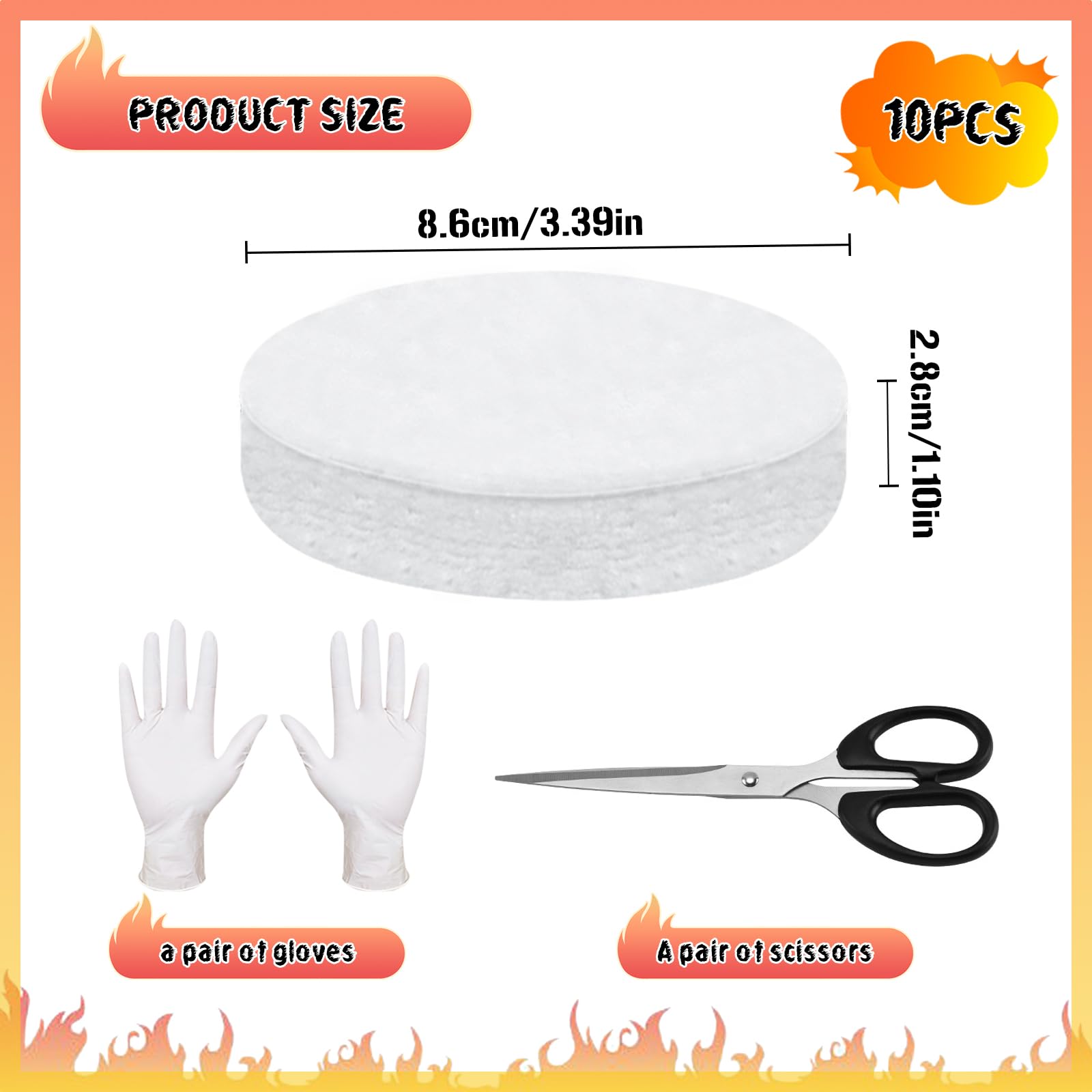 10 pezzi di lana ceramica per bioetanolo, ovatta, camino, spugna in ceramica per camino a bioetanolo, lana per etanolo bioetanolo, caminetto a bioetanolo, camera di combustione (bianco)