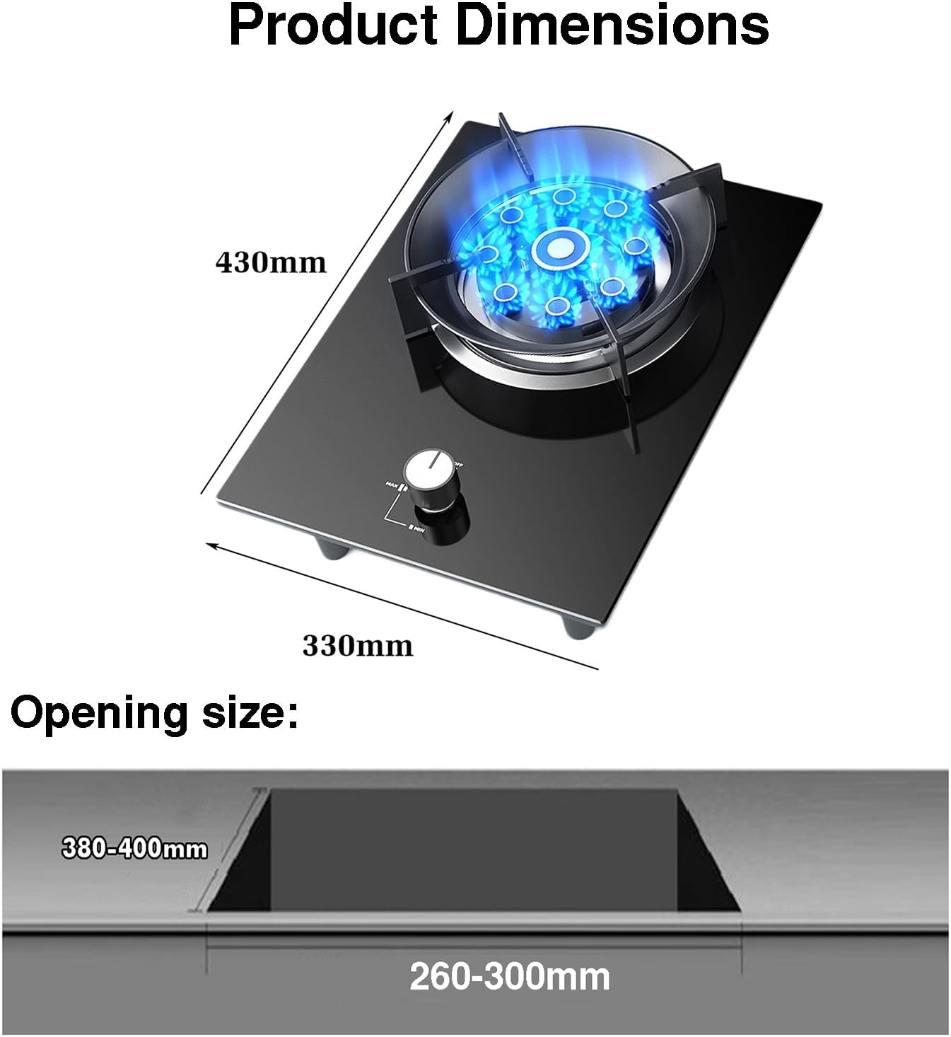 Single Burner Gas Cooker,7.2kW 9-Cavity Wok with Tempered Glass Panel,Auto-Ignition and Flame Failure Protection,for Indoor Outdoor Use(NG)