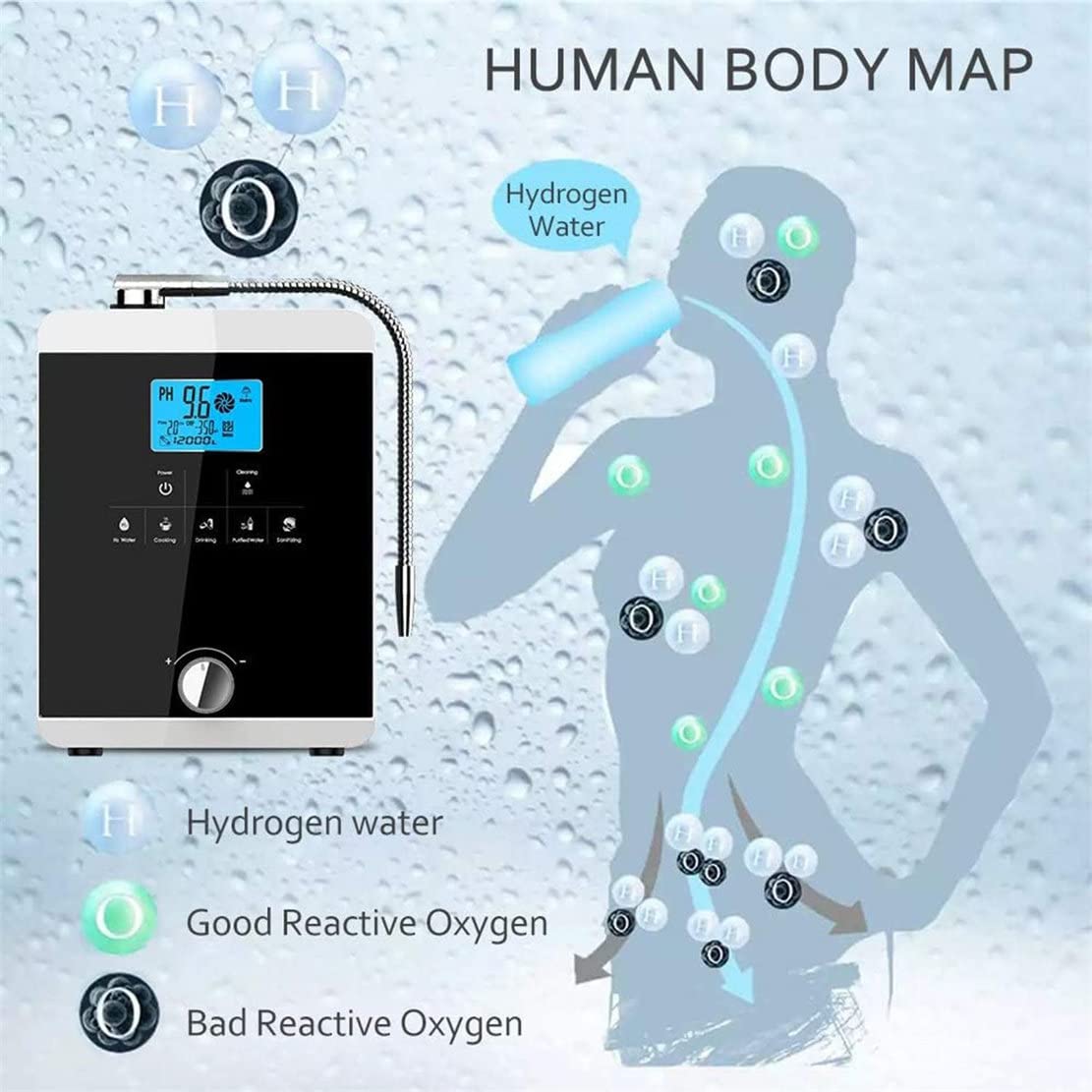 Jonizator Wody Alkalicznej Ph 3,5-10,5 System Filtracji Wody Do Domu, Urządzenie Do Oczyszczania Wody 3,8-calowy Wyświetlacz Lcd Maszyna Do Wody Jonowej Do Domu