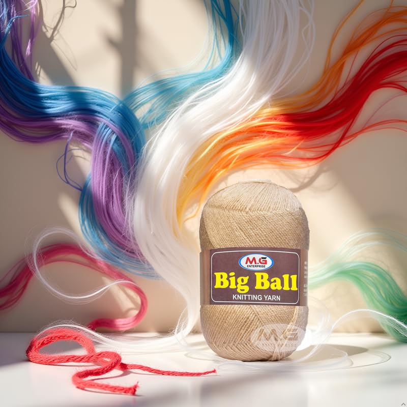 Image of M.G ENTERPRISE Big Ball Deep Mustrad (400 gm) Wool Ball Hand Knitting Wool /Art Craft Soft Fingering Crochet Hook Yarn, Needle Knitting Yarn Thread dye KK