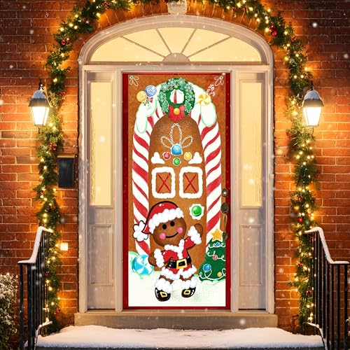 JOYIN Joiedomi Christmas Gingerbread Door Cover Window Banner Front Door Porch Sign Village Displays Christmas Indoor Outdoor Decor Holiday Winter House Decoration (72