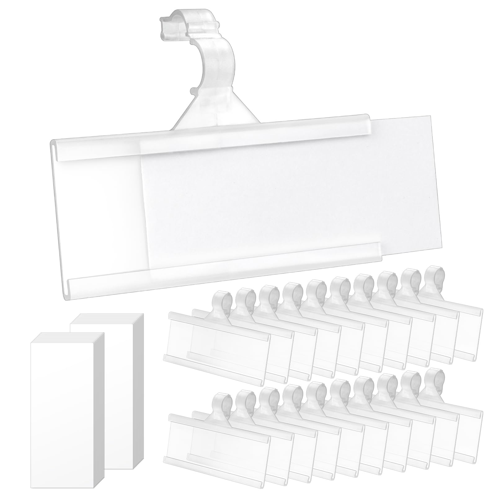 25Pcs Wire Shelf Label Holder, Reusable Plastic Shelf Tags for Pantry Retail Shopping Mall Store Supermarket Wire Shelving UPC Price Display Easy Clip Design Tight Snap Lock Closure 1-1/4" H X 3" W