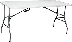 Mesa retangular dobrável 152 x 70cm vira maleta para Festa Camping Churrasco Jardim Pesca