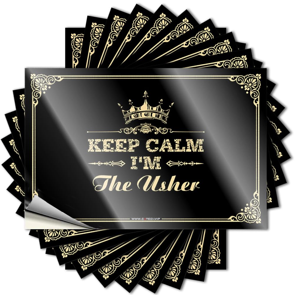 Teenage Boy Room Decor Lettering Sticker - Snarky Mold Laptop Keep Calm I'm The Usher(8X12CM)