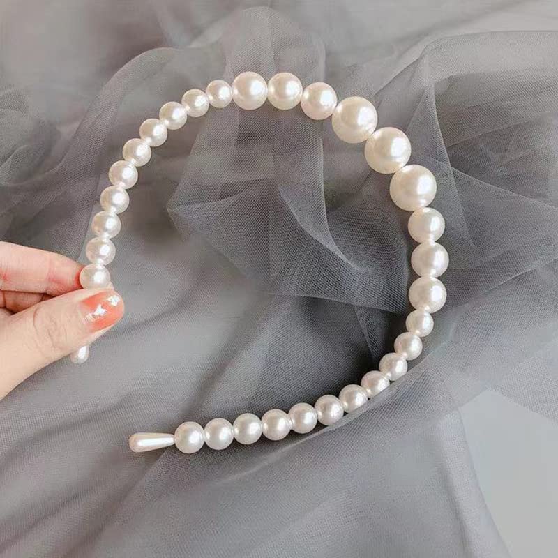 Miniatura 6 de ZAHSY Diadema de perlas blancas para boda, para novia, damas de honor, diadema de perlas con diamantes de imitación para mujer, paquete de 4
