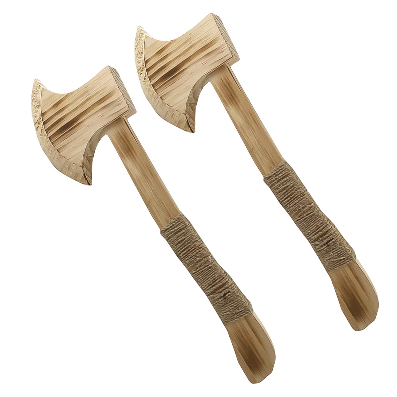 JNAWA 2 PCS Wooden Axe with Hemp Rope Lightweight Long handle Axe Halloween Performance Supply Toys for Halloween Cosplay