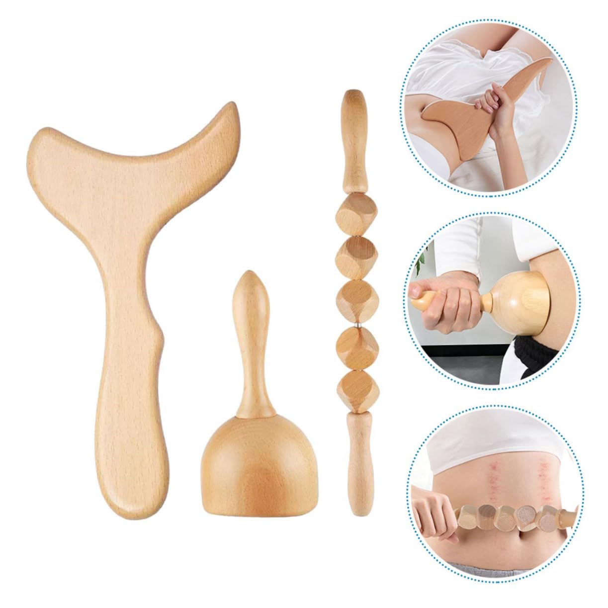 Palo Raspador de Masaje de Madera para Adultos, 1 Juego Portátil
