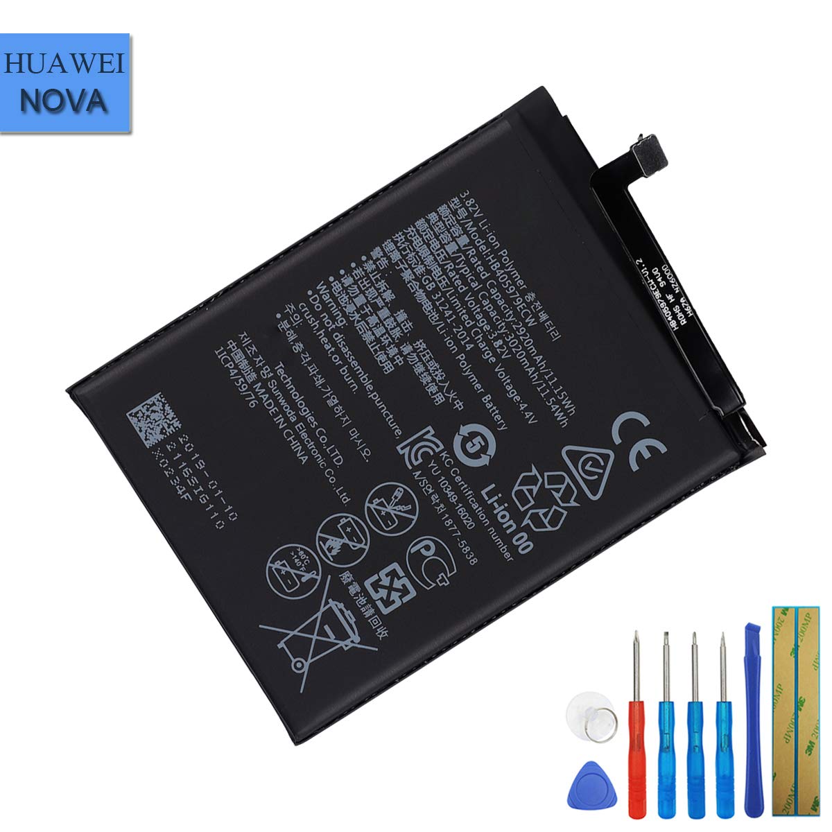 E-yiiviil Battery HB405979ECW Compatible with Huawei Nova CAN-L11 CAN-L13 with Tools