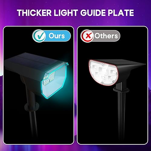 Miniatura 2 de TRAMSMART Focos solares para exteriores, 40 LED que cambian de color, luces solares impermeables al aire libre IP 65, 7 modos de iluminación, luces