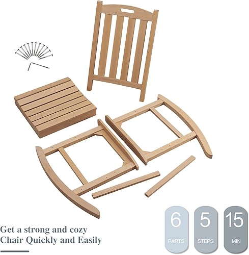 Miniatura 7 de Psilvam Juego de 2 mecedoras de patio con respaldo alto sillas mecedoras de soporte de 350 libras para exteriores e interiores silla mecedora de