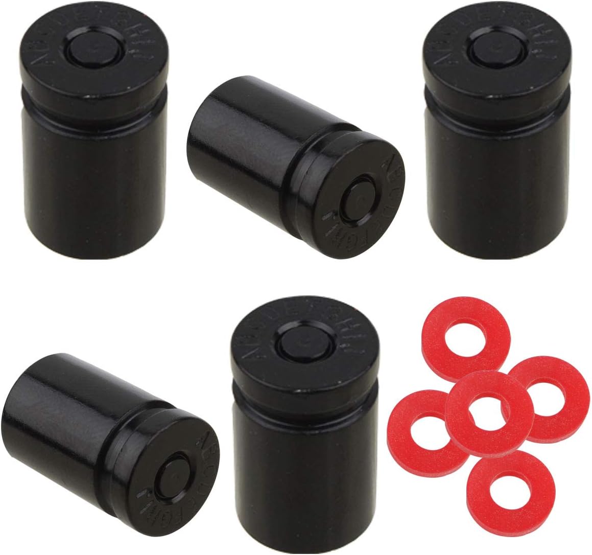 WINKA 5Pcs Car Tire Valve Stem Caps Bullet Aluminium Alloy Dustproof Tire Valve Stem Covers Universal for Cars with O Rubber Ring Wheel Valve Caps Tire Valve Cap Dust Cover for Car Accessories (Black)