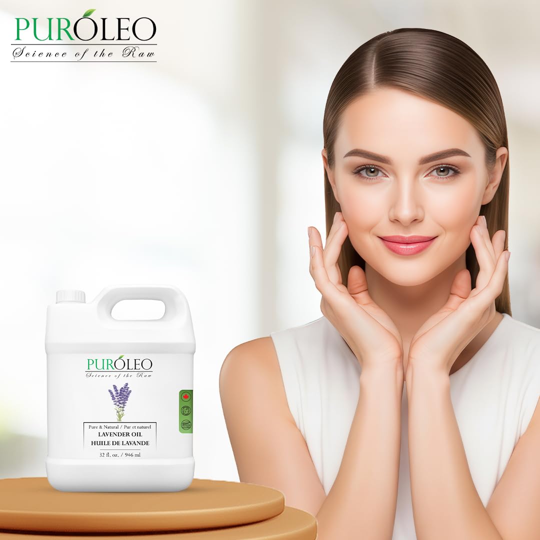PUROLEO - Aceite esencial de lavanda (fabricado en Canadá) natural sin diluir prensado en frío para aromaterapia, aceite de aromaterapia de grado terapéutico para dormir, relajación, Bulgaria Francia