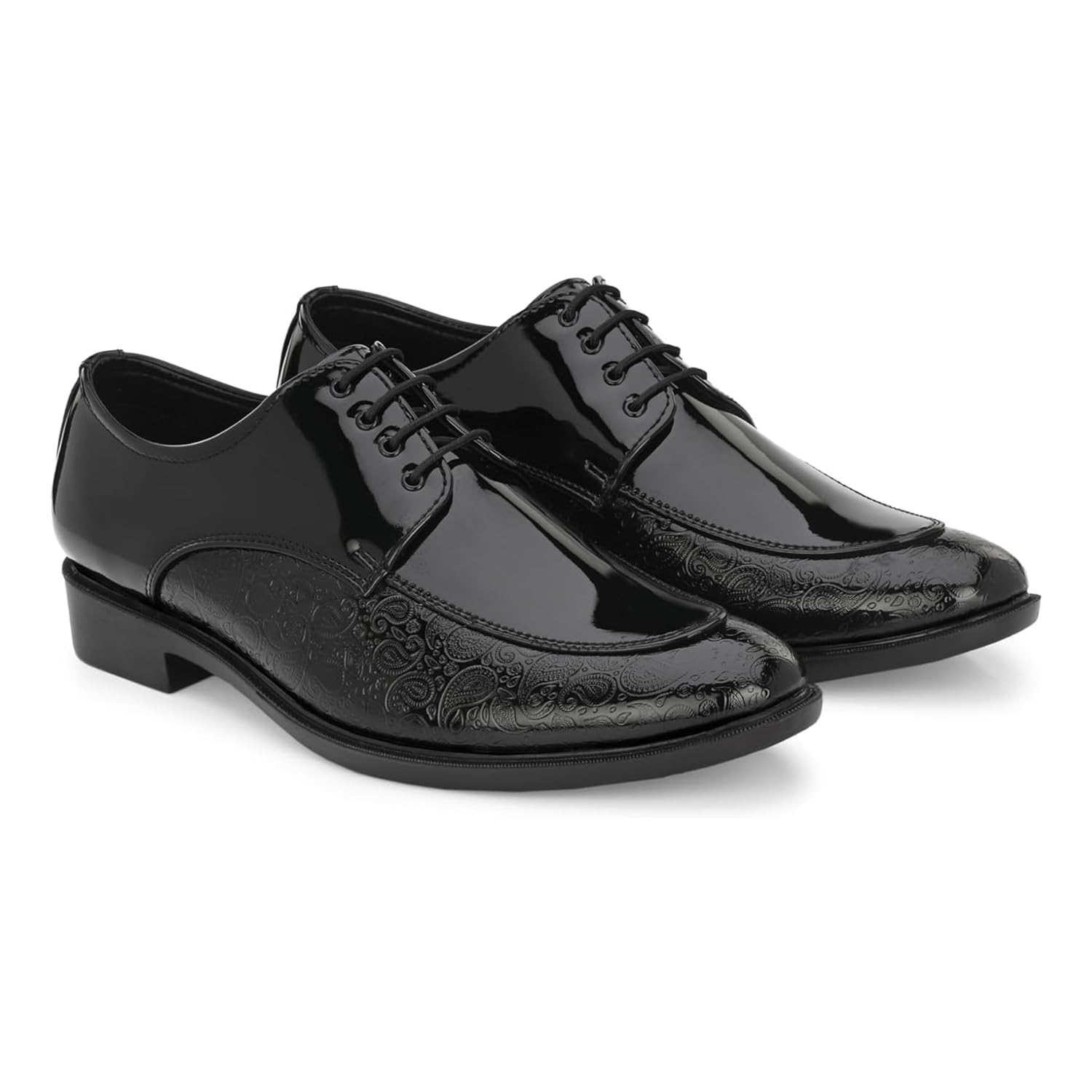 Mens Adventurer Formal Shoes | Textured Casual Office Wear Shiny & Glossy Shoes | Perfect for Parties, Festival and Wedding