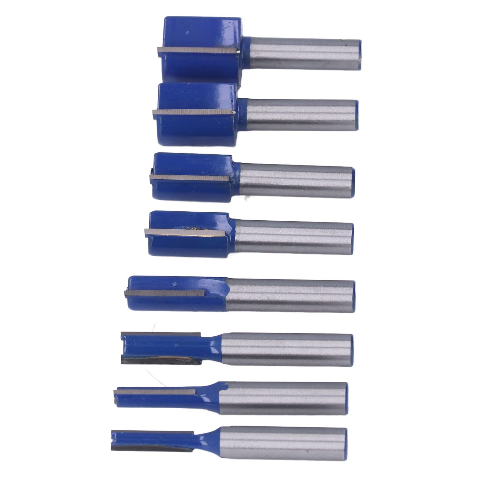 Juego de 8 fresas para ranurar carpintería, juego de fresas de doble filo, herramientas industriales para carpintería de vástago recto con revestimiento de PTFE, cuchillas de