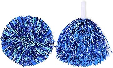 Changyeah Cheerleader Pom Poms 2 Pack Hand Flower Cheerleader Pom Poms Metallic Leaf for Sports Dance Celebrations (Blue)