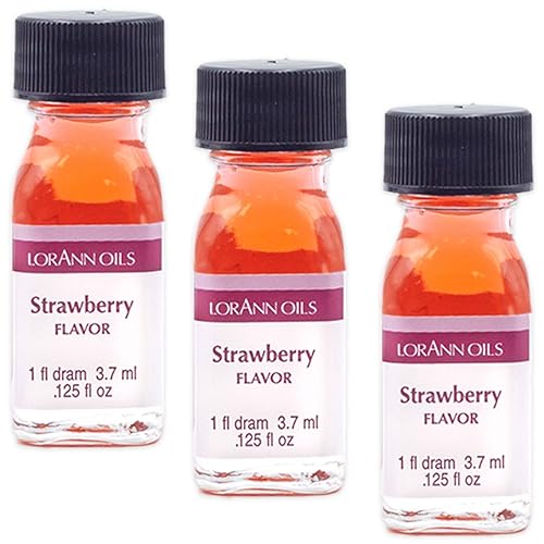LorAnn Sabor Strawberry SS, 1 botella de dram (0.0125 fl oz - 0.1 fl oz - 1 cucharadita) - Paquete de 3