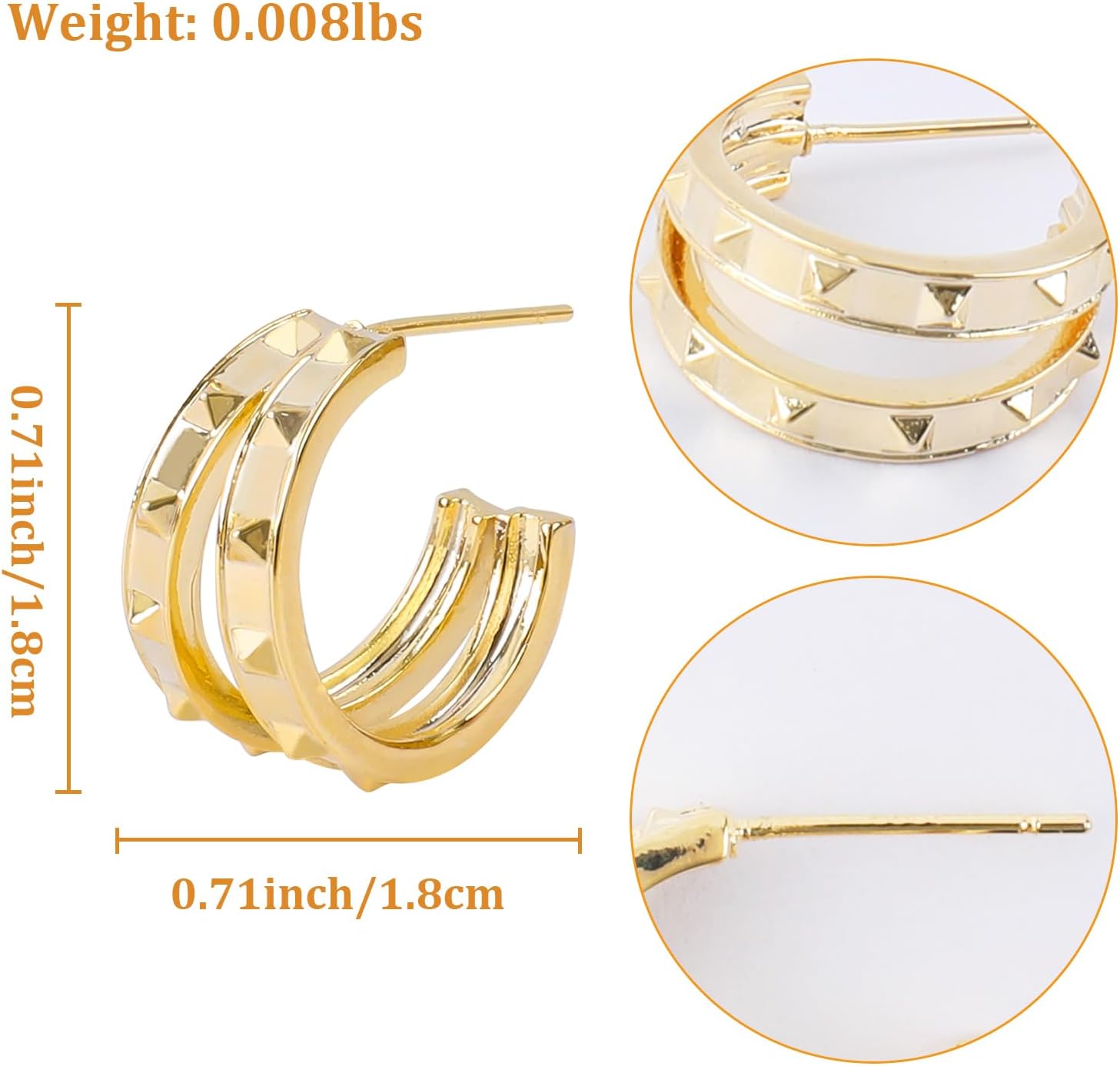 Gold Plated Huggie Hoop Earrings for Women, Vintage Flower Star Rose Heart Sunflower Huggie Hoop Earrings Cubic Zircon Square Diamond Enamel Large Hoop Dangle Earrings Jewelry Gift for Her - Image 6