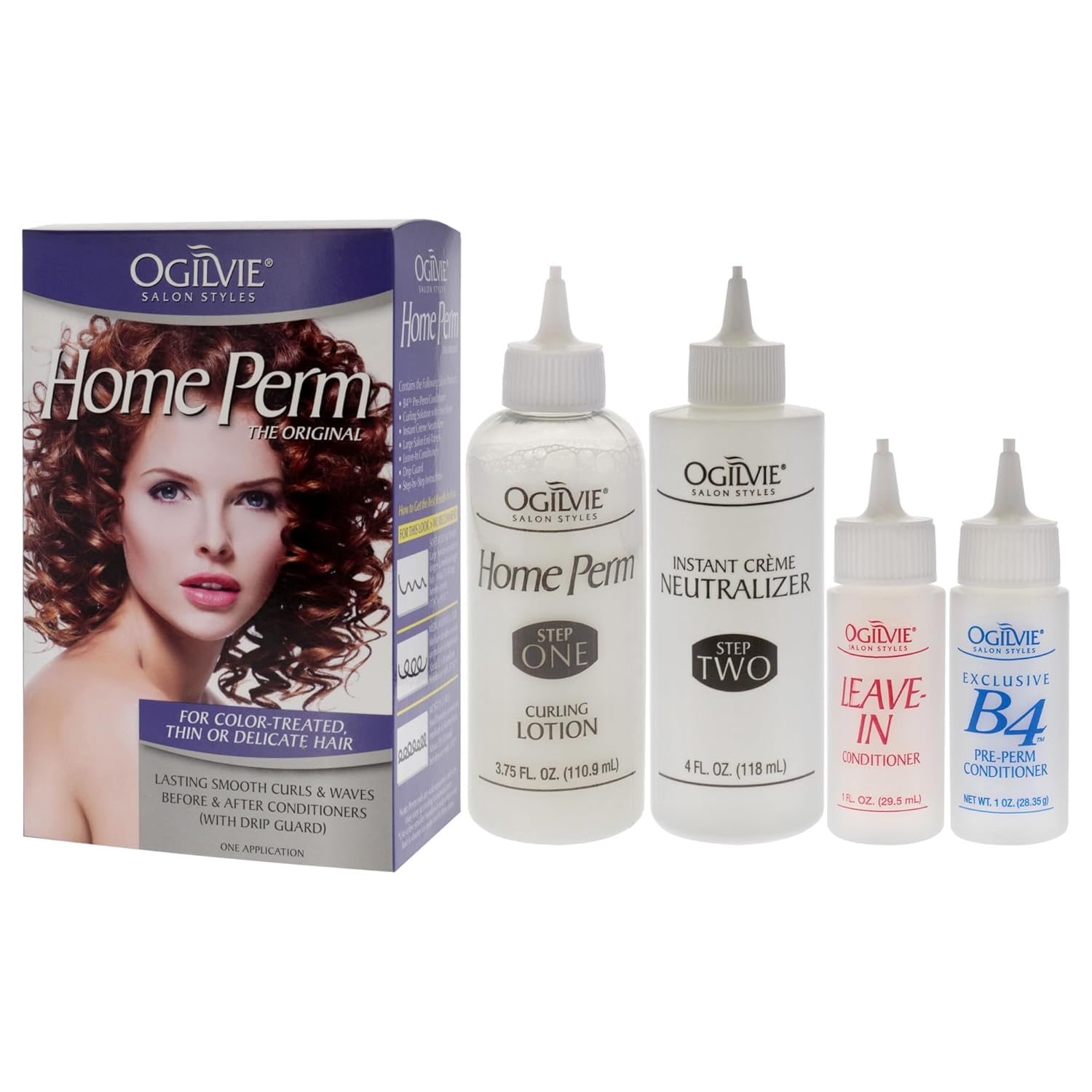 Ogilvie Kit de permanente The Original Home Perm - Pour cheveux colorés - Boucles et ondulations de longue durée