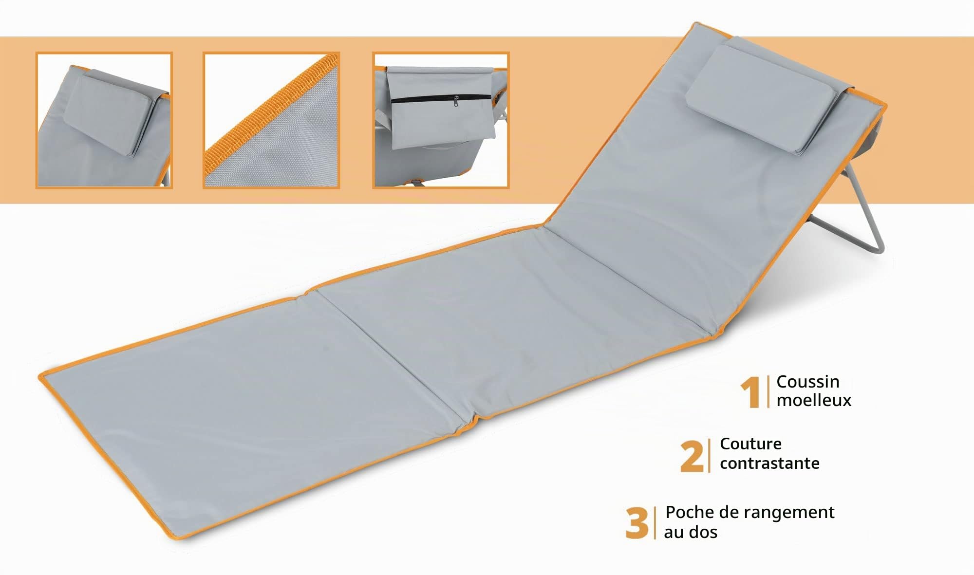 Stagecaptain BM-160 GY/OG Tapis de Plage Layla Lot de 2, Sac: 28 x 18 cm