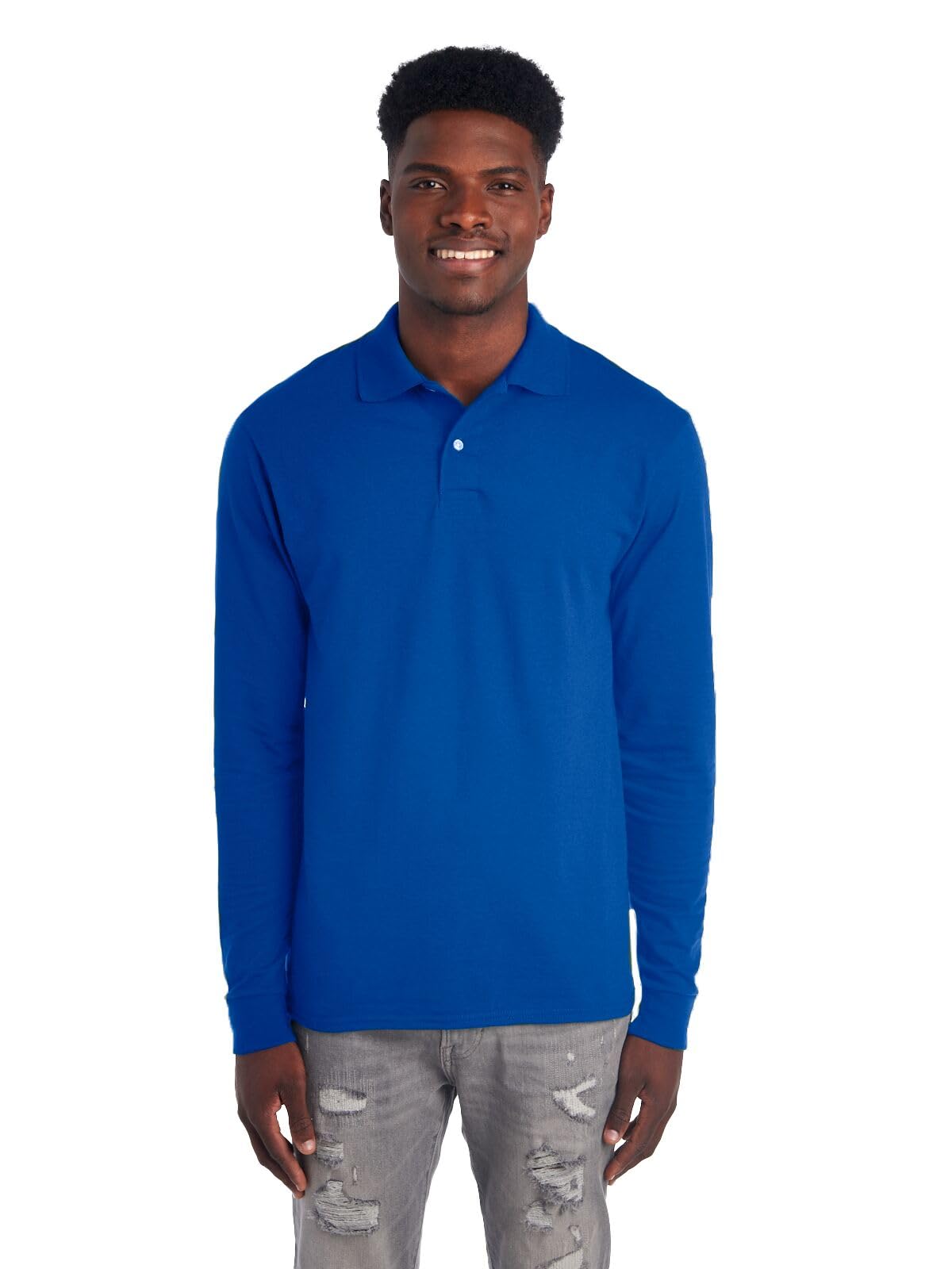 Jerzees Mens Spot Shield Long Sleeve Polo Sport Shirt Polo Shirt