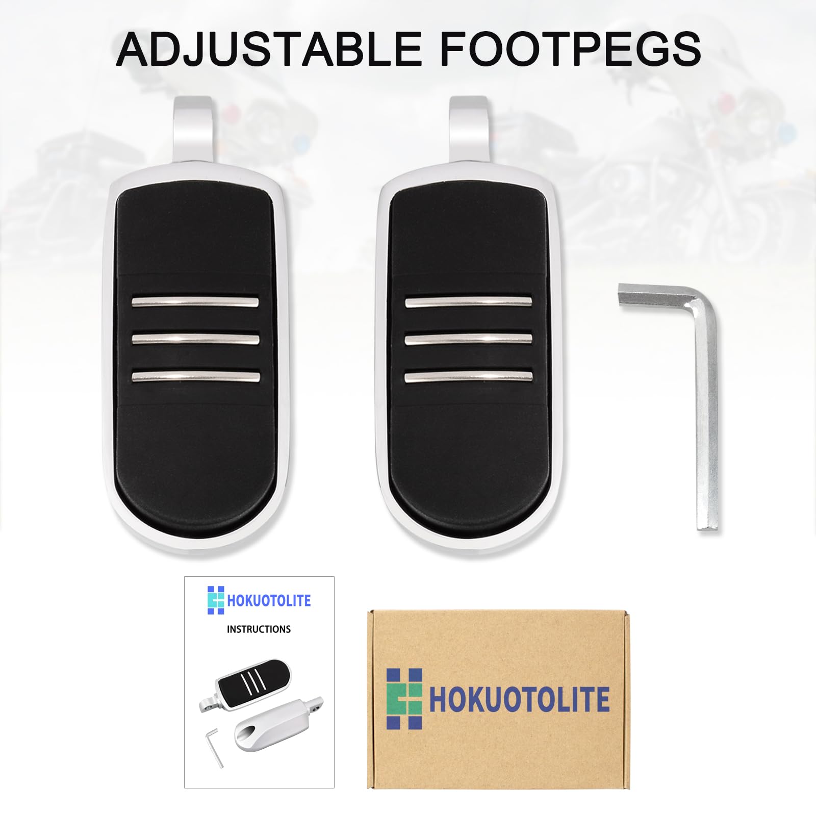 Reposapiés para motocicleta de 10 mm, pedal universal para Harley, Honda, Yamaha, Kawasaki, Suzuki, Indian y Victory, con estribos de montaje macho, cromo #1