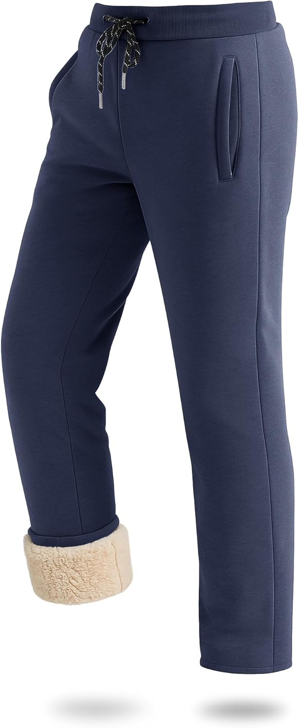 Boladeci Men's Sherpa Lined Sweatpants Heavyweight Fleece Lined Sweat Pants Joggers for Winter Cold Weather