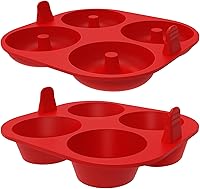 Vista 9 de Webake Molde de silicona para freidora de aire para hornear, moldes de donas antiadherentes de 4 cavidades, sin BPA, apto para lavavajillas, juego