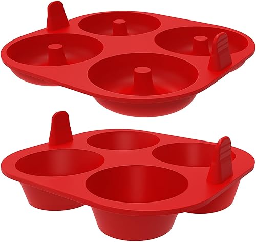 Miniatura 1 de Webake Molde de silicona para magdalenas y molde para donas, para hacer cupcakes y donas de tamaño estándar de 2.8 pulgadas, antiadherente, sin BPA,