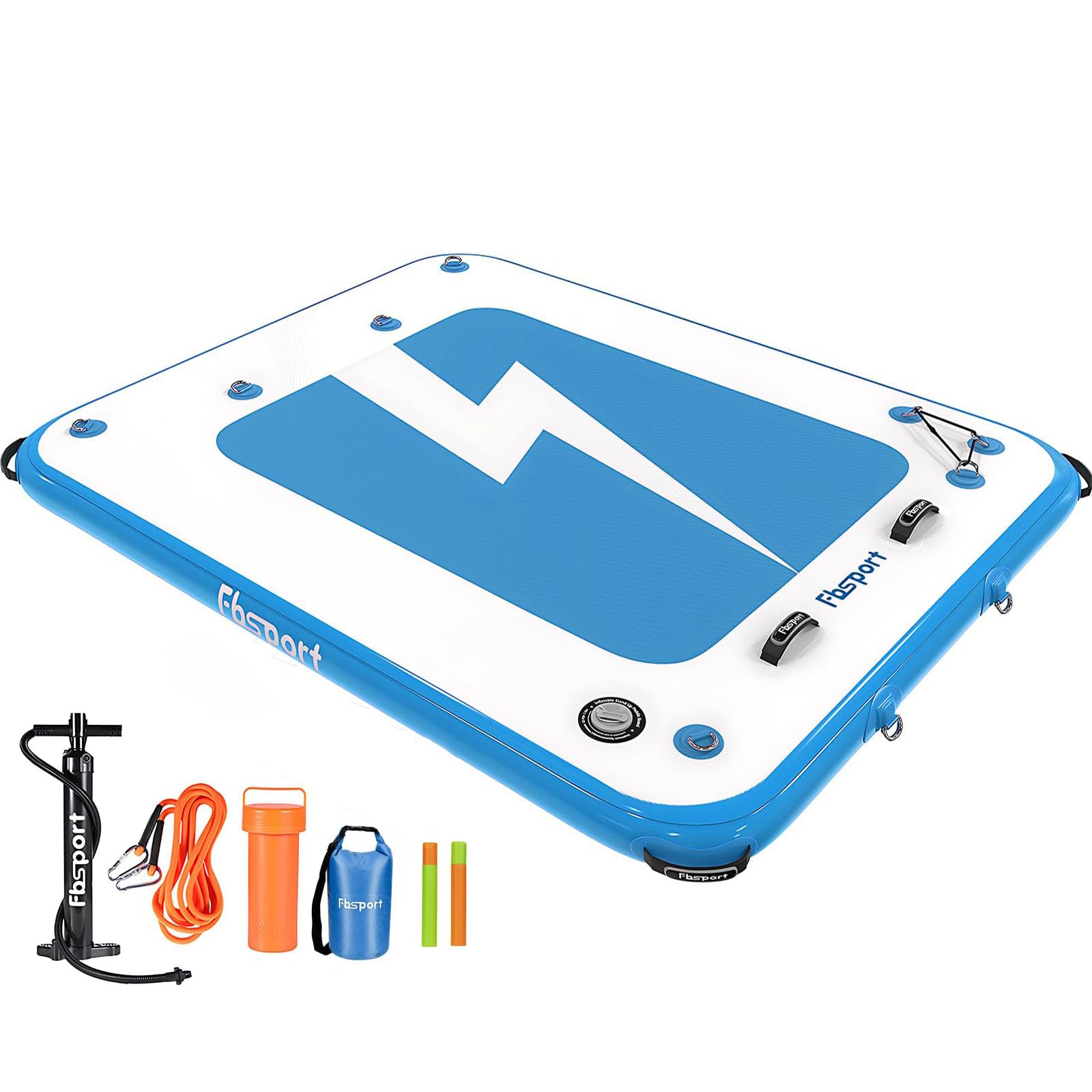 FBSPORT Plateforme Gonflable Flottante - Tapis d’Eau pour Plusieurs Personnes, Île Flottante avec Surface Antidérapante et Sac de Transport, Plateforme de Bain pour Mer, Piscine et Lac