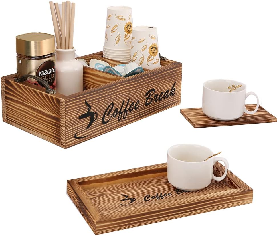 NewBeeclassic Wooden Coffee Station Organizer Set