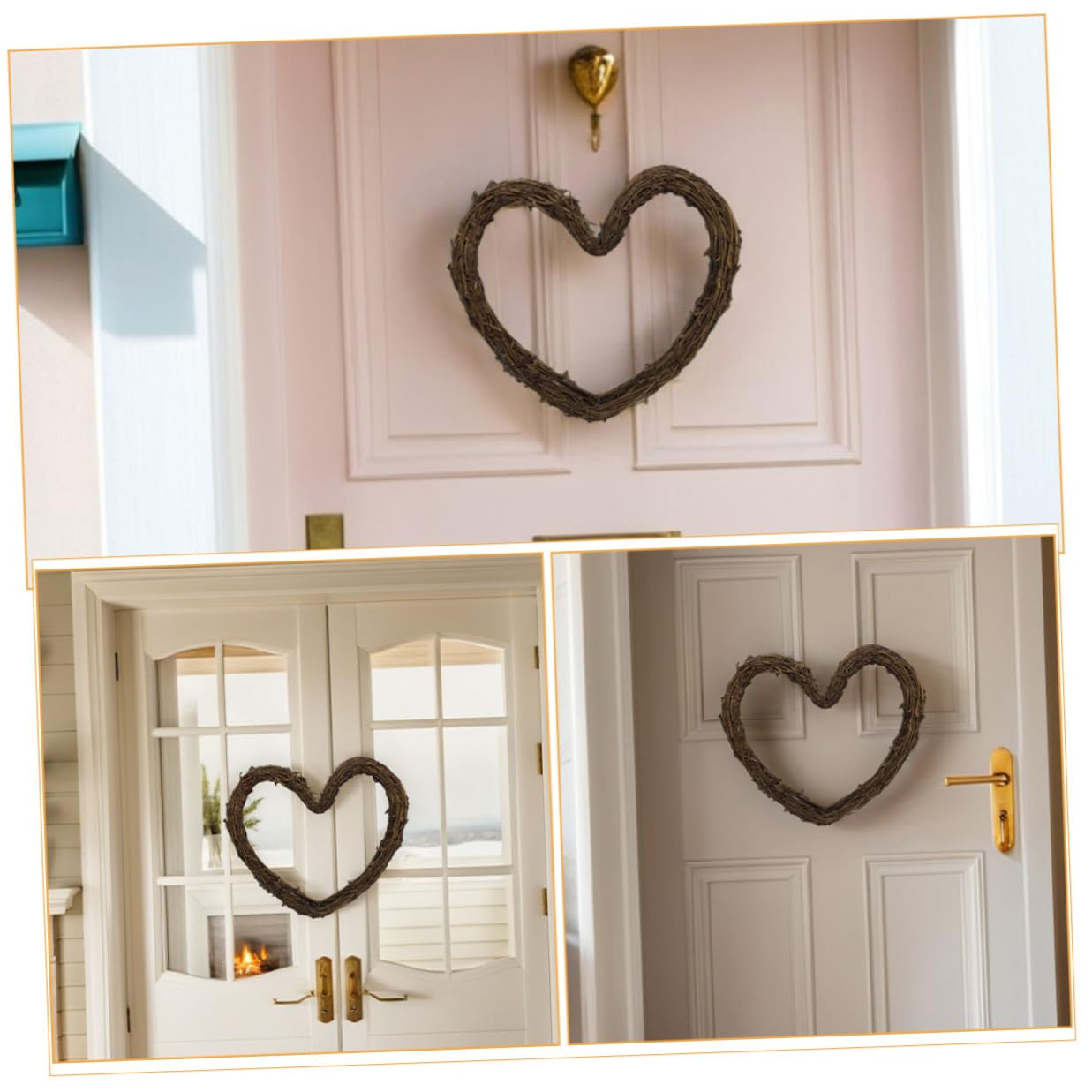 BESPORTBLE 4 Piezas Guirnalda de Ratán en Forma de Corazón Decoración Colgante DIY Guirnalda de Vid Natural para Manualidades Fiesta y Jardín