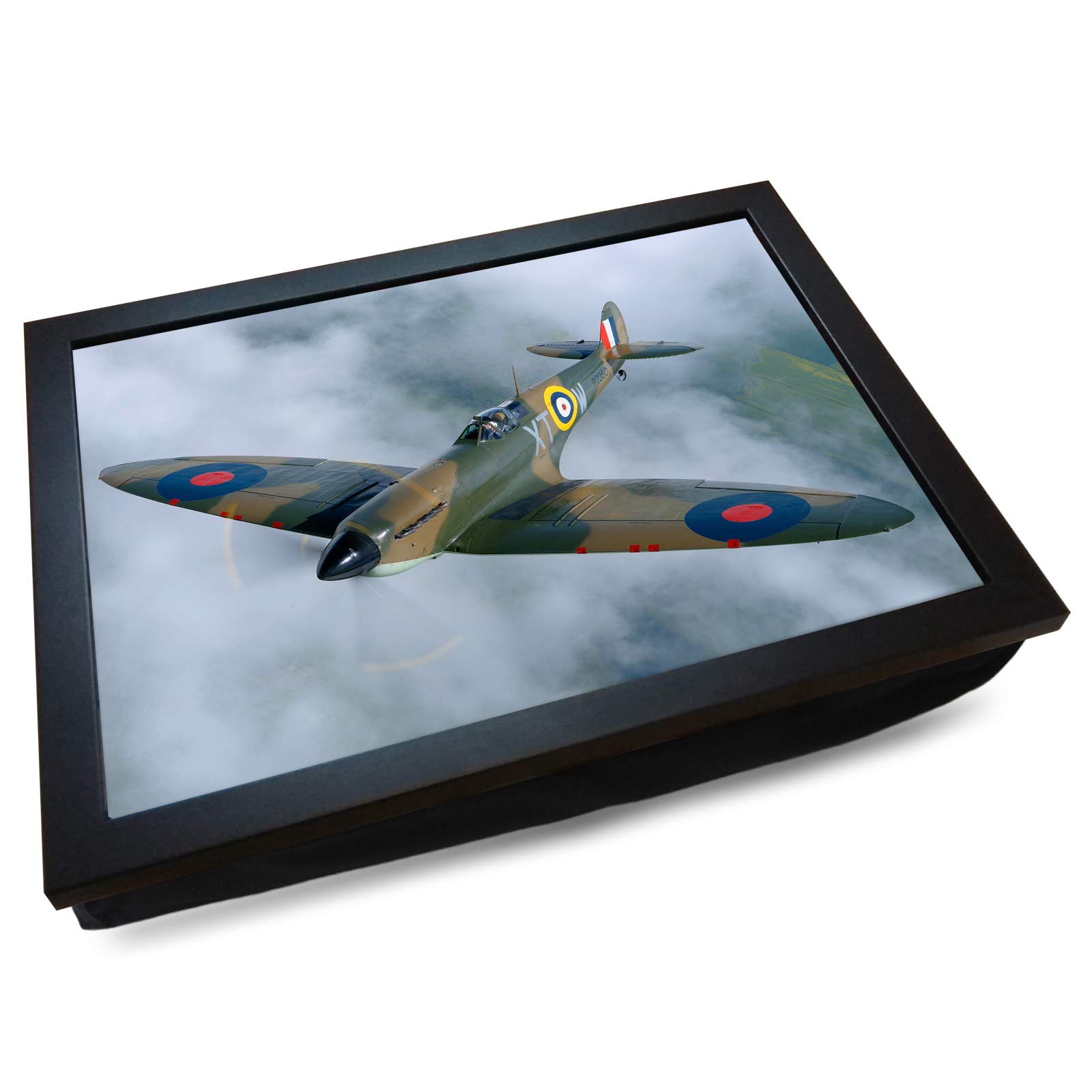 mooki Deluxe Cushioned Lap Tray | Supermarine Spitfire | Wooden Frame | Bean Bag Cushion Base | #EI