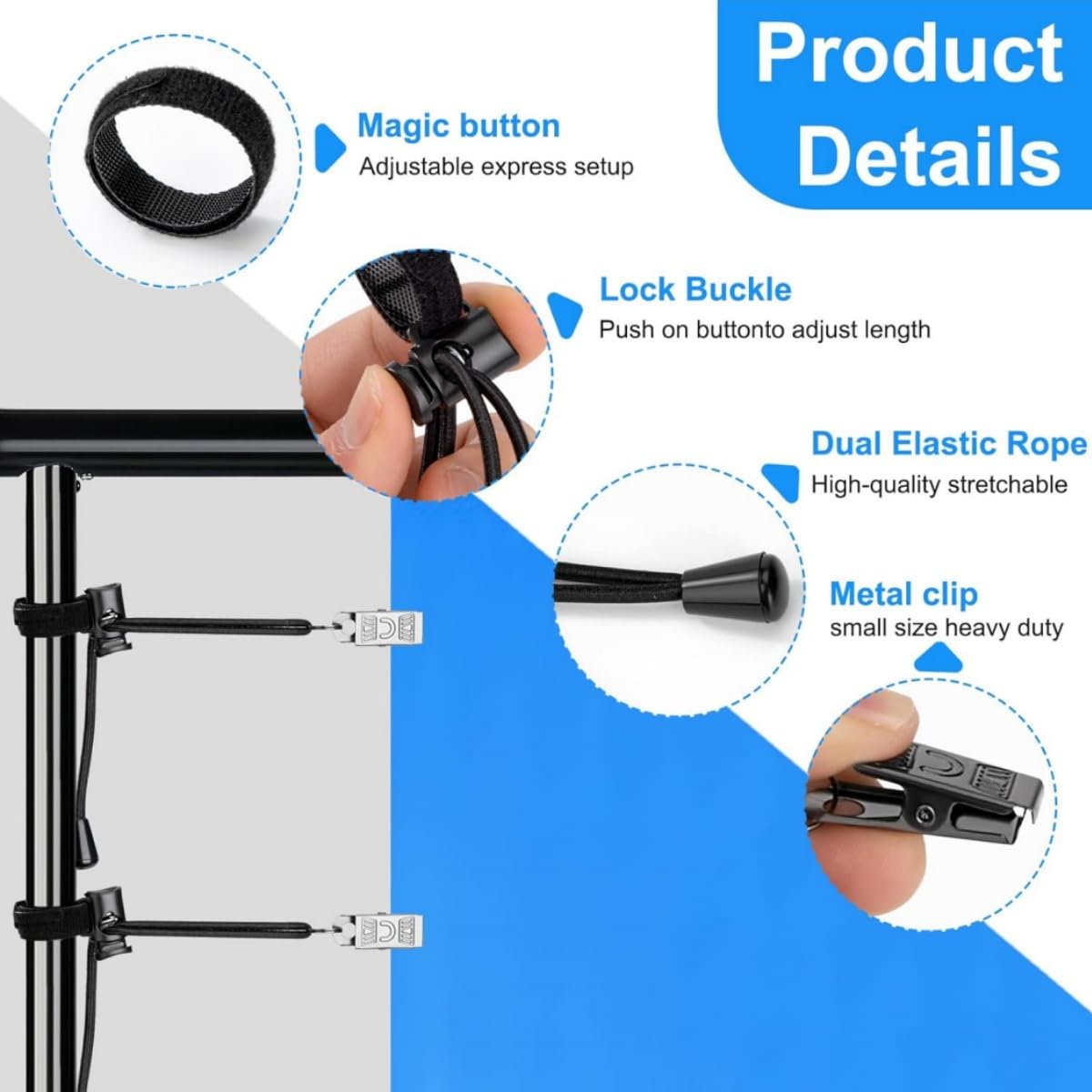 Hintergrund Klammer Clips,12 Stück Hintergrund Klammer Halter Halter,Elastischem Seil Hintergrund Clips Hintergrundhalter Fotowand Hintergrund Klammern, für Foto Video Studio
