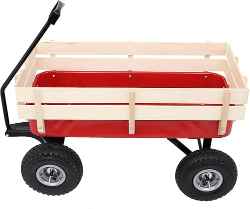 Miniatura 2 de Carro de carga de madera de acero resistente, carro de carga todo terreno para exteriores, con neumáticos de aire todo terreno de 10 pulgadas para