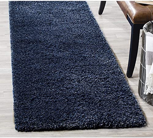 Image of F R Creation Hand Woven Shaggy Carpet Plus Rug for Living Room, Bedroom and Polyester Anti Slip Fluffy Fur Rug Shaggy Carpet & Modern Runner, Lobby Carpet (Size 2X5 Feet) Blue