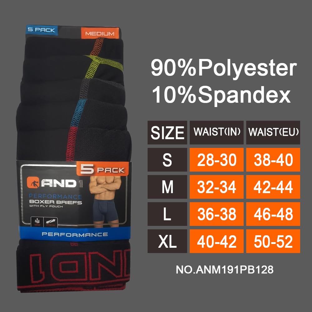 AND1 Sport Boxershorts 5er Pack Unterwäsche Herren Unterhosen Männer Retroshorts Boxer Brief Sportunterwäsche Retro Pants Mit regulärem oder langem Bein