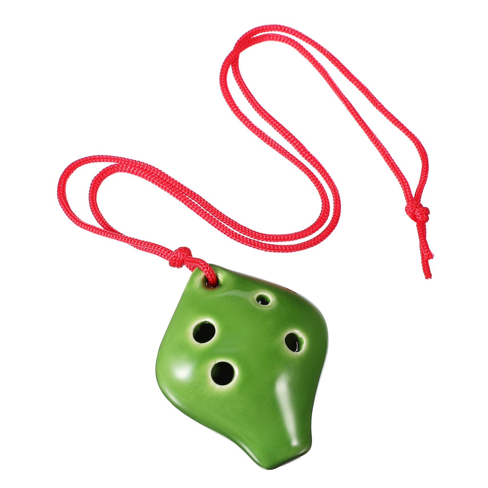 HANABASS Cute Mini Ocarina Necklace Green 6 Hole Ceramic Flute Diy Instrument for Boys and Girls Adults