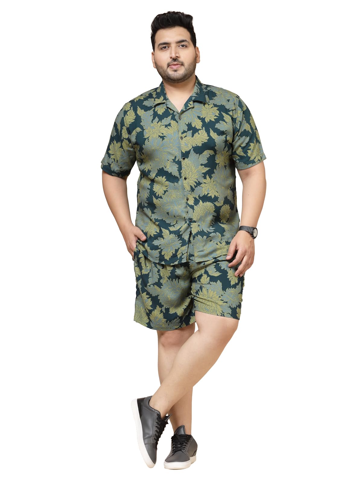 rigo Printed Co-Ord Set for Men | Casual Plus Size Shirt & Shorts Night Suit | Lounge-Wear Nightdress Pajama Set | Beach, Vacation Outfit-picture-38