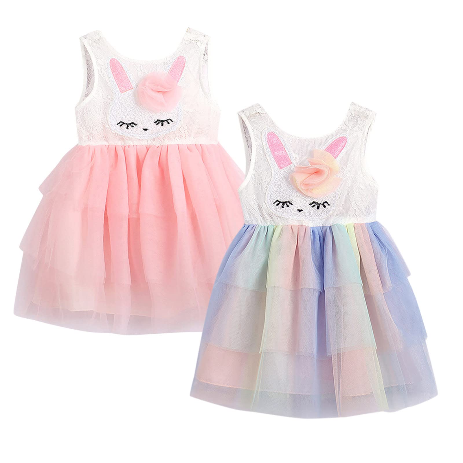 Newborn Infant Baby Girls Easter Dresses Bunny Ruffle Sleeveless Princess Dresses Tutu Comfort Soft Spring Clothes Purple